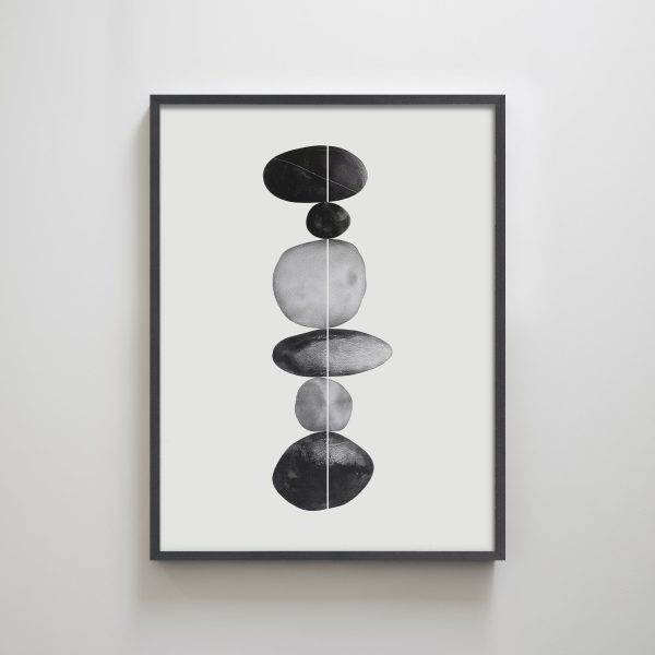 Abstract Minimalist Pebble Stone Wabi Sabi Zen Texture Art Print Wall Decor Japandi