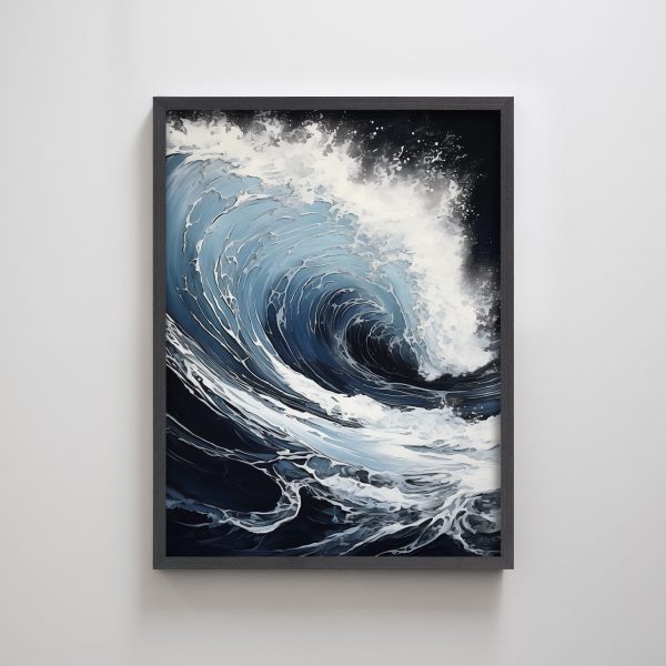 Framed Ocean Wall Art Texture Blue Wave Painting Abstract Ocean Landscape Beach Home Decor Wall Painting Modern Designs - Image 2